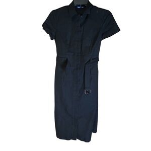 Martin + Osa Black Utility Shirt Dress Belted Womens 6 Stretch Minimalist Office
